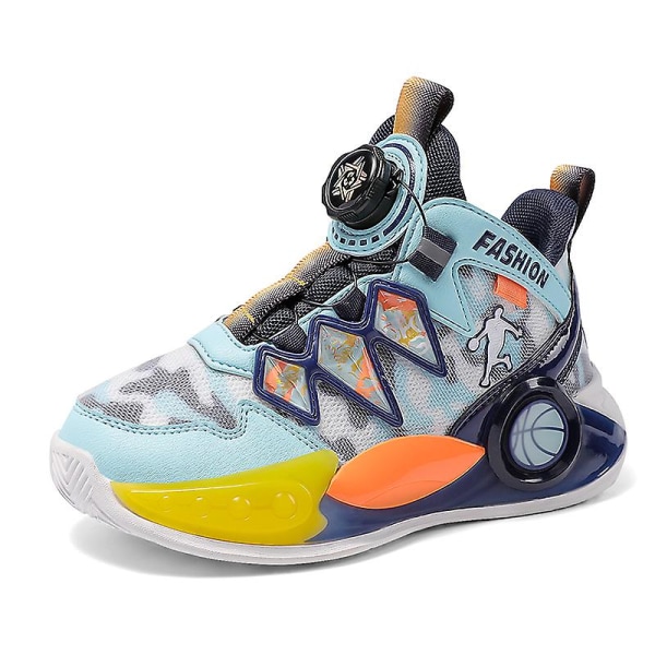 Barn Sneakers Pojkar Basketskor Halkfria Barn Sportskor 3B2325 BlueYellow 37