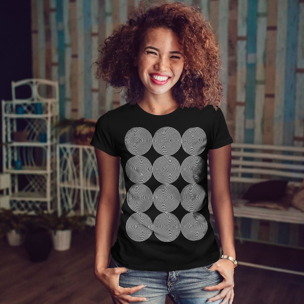 Spiral Illusion Kvinnor Blackt-shirt L