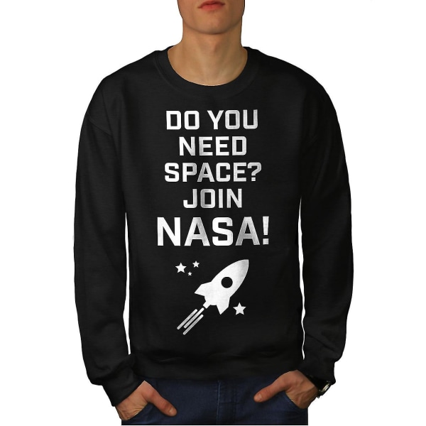 Space Cosmos Citat Roliga män Blacksweatshirt XL