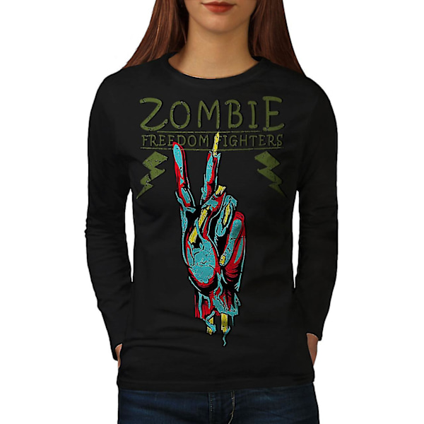 Freedom Fighter Zombie Svart Långärmad T-shirt för kvinnor M