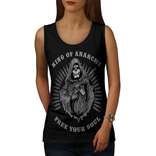 King Of Anarchy Skull Kvinnor Blacktank Top XL