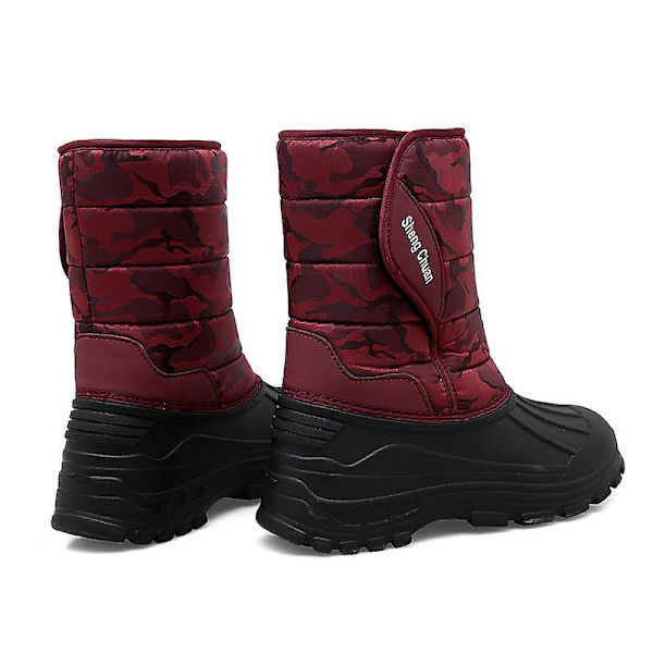 Herr Dam Vinterstövlar Snow Boot Plysch Varma Skor Vattentät Boot 2113S Red 41