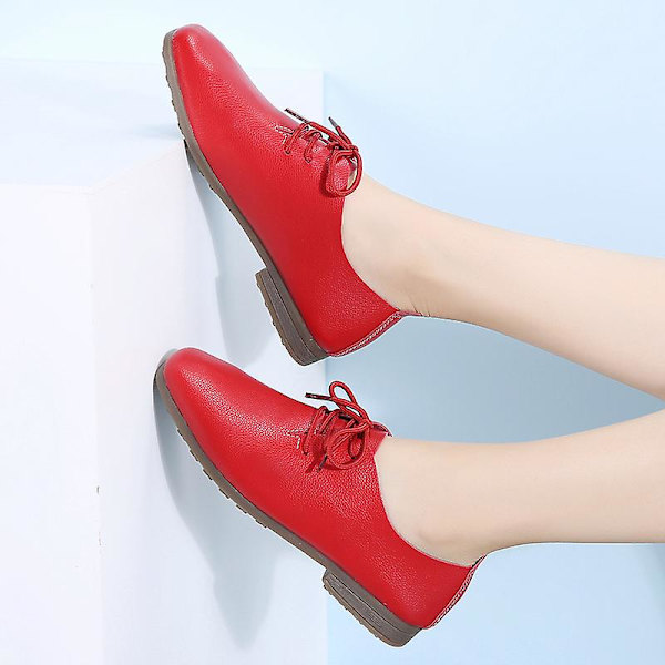 Dam Skor Läder Vita Skor Mjuk sula Dam Casual Fraz919 Red 40