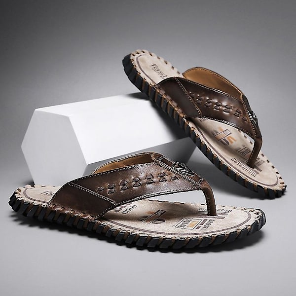Herrtofflor Halkfria sandaler Mode Strandskor för kvinnor 7285 Brown 44