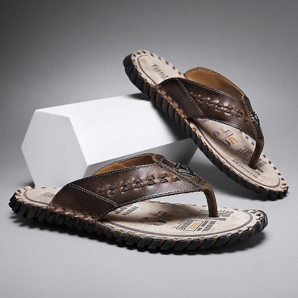 Herrtofflor Halkfria sandaler Mode Strandskor för kvinnor 7285 Brown 48