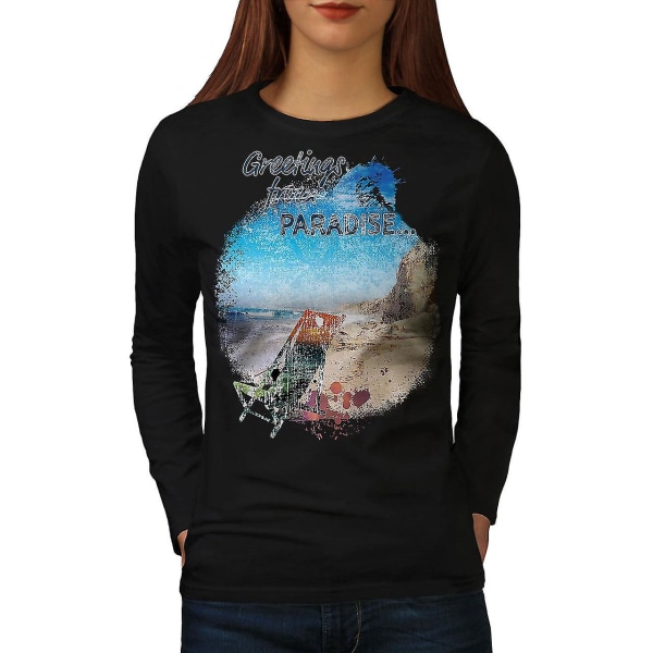 Paradise Vacation Women Blacklong Sleeve T-shirt XL