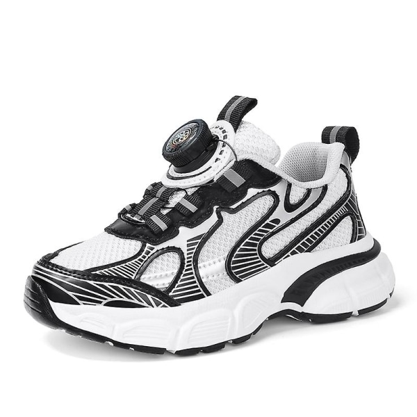 Sneakers som andas löparskor Mode Pojkar Flickor Sportskor 3Ab2303 BlackWhite 29