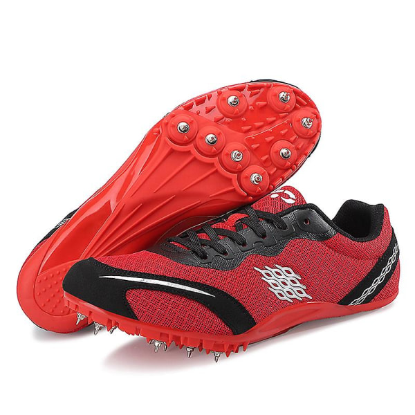 Friidrottsskor för män Spikes Track Race Hoppande Sneakers Professionell löpning Nail Spikes Skor Tj016 Red 39