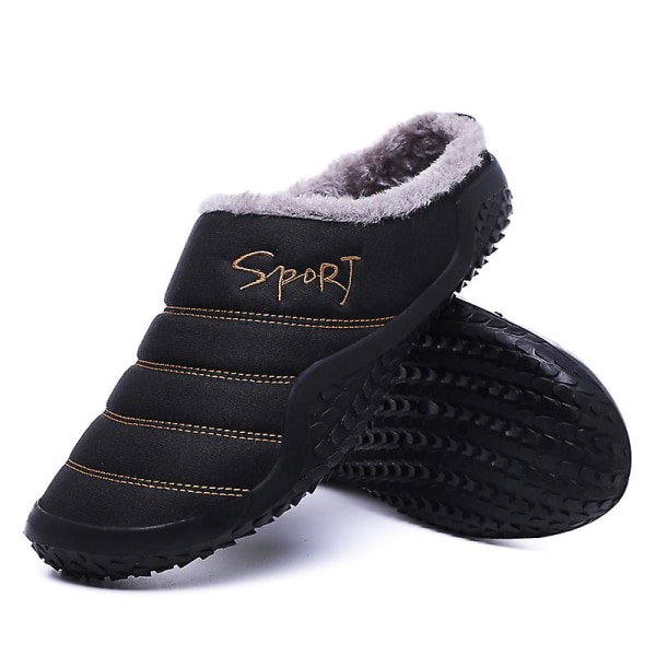 Herrtofflor varma vinterskor för kvinnor inomhushus Slip on med bomull utomhus 2Kl566 Black 39