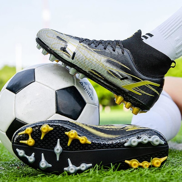 Fotbollsskor för män Spikes Fotbollsskor för ungdomar Ankelstövlar Athletic Sneaker 3C758G Black 38