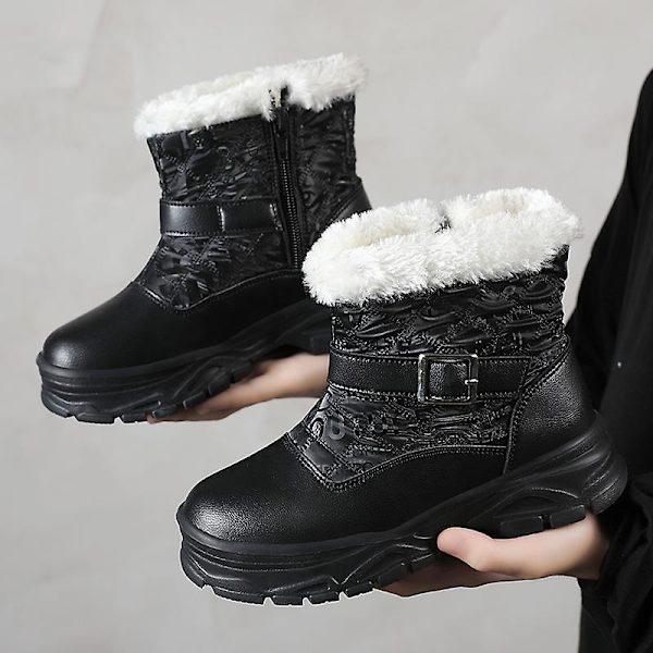 Snöskor för barn Pojkar Flickor Stövlar Varma ankelstövlar Antisladd vinterskor 825 Black 32