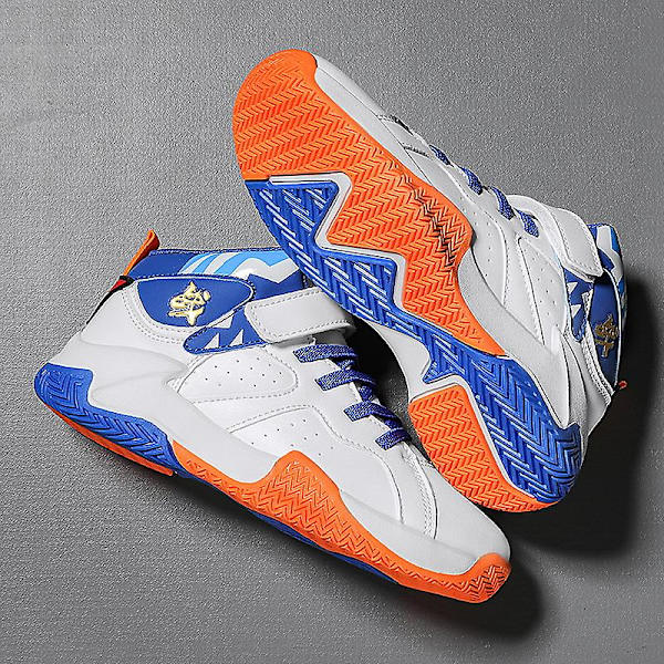 Barn basketskor Mode halkfria sneakers Andas sportskor 391 WhiteBlue 38