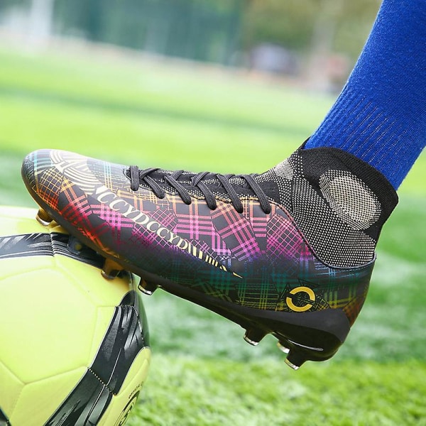 Fotbollsskor för män Spikes Fotbollsskor för ungdomar Stövlar Athletic Sneaker 3C5858 Black 37