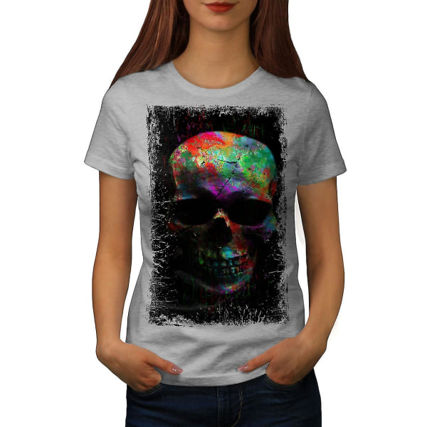 Måla Skull Mask Art Women Greyt-shirt 3XL
