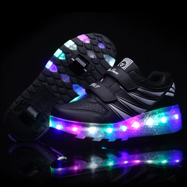Barnsneakers Dubbelhjulsskor Led Light Shoes 988 Black 37