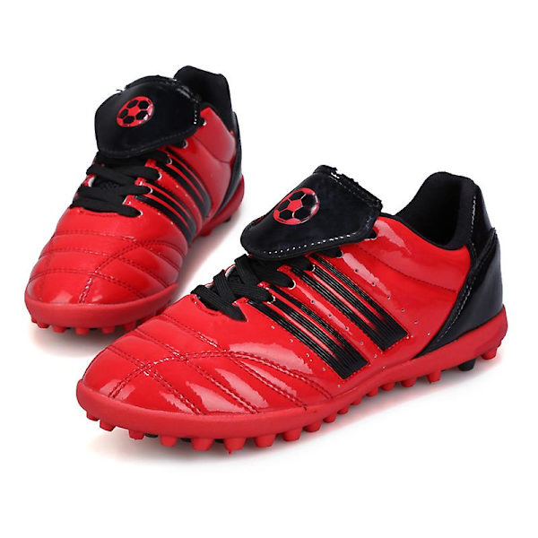 Pojkar Fotbollsskor Spikes Fotbollsskor för ungdomar Ankelstövlar Atletisk Sneaker 3C26005 RedBlack 34