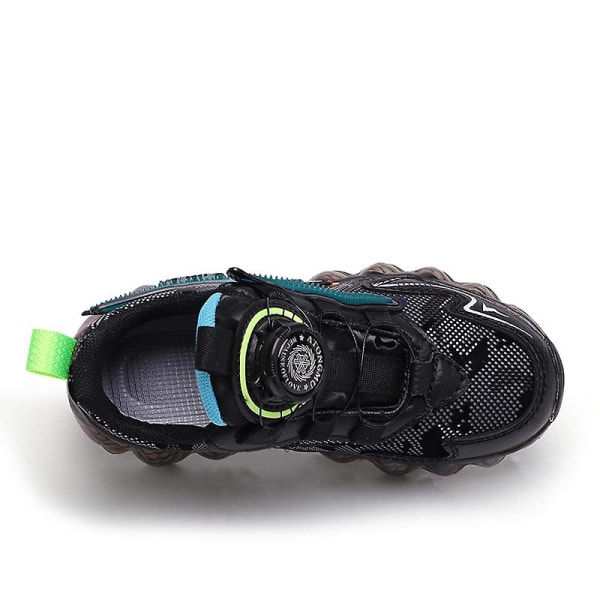 Sneakers för barn Löparskor med vridknapp Mode Pojkar Flickor Sportskor 2L1215 Black 28