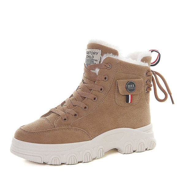 Dam Vinterstövlar Snow Boot Plysch Varma Skor Vattentät Boot 8329 Khaki 38