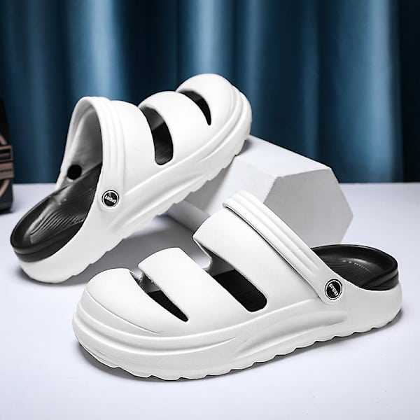 Herr Dam Strandtofflor Mode Sandaler Utomhus Inomhusskor 2766 WhitetBlack 40-41