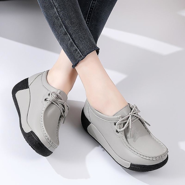 Damskor för casual Loaferskor Mammaskor 3A691 Gray 35