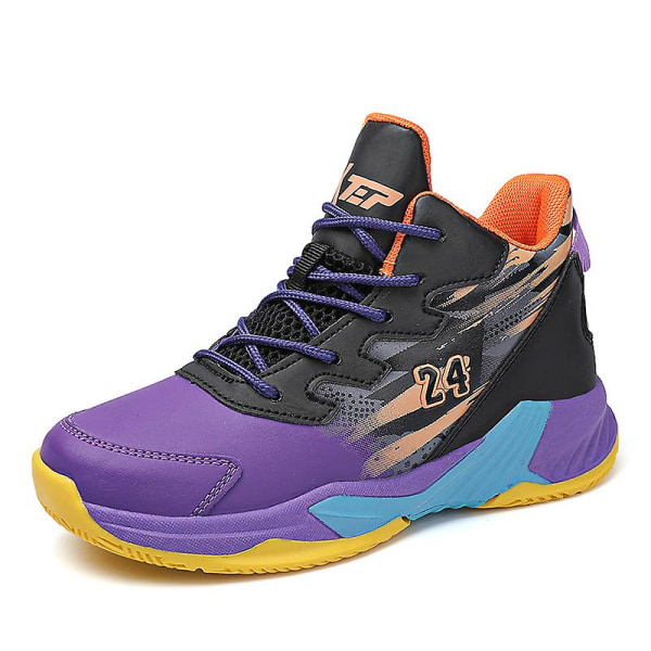 Basketskor för barn Mode Halkfria sneakers Sportskor som andas Yj008 BlackPurple 37