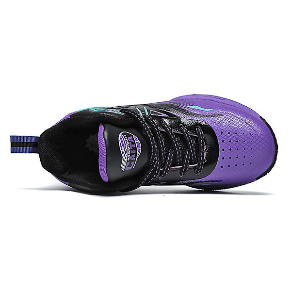 Basketskor för barn Mode Pojkar Flickor Sneakers Andas Sportskor 2210 BlackPurple 33