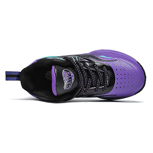 Basketskor för barn Mode Pojkar Flickor Sneakers Andas Sportskor 2210 BlackPurple 34