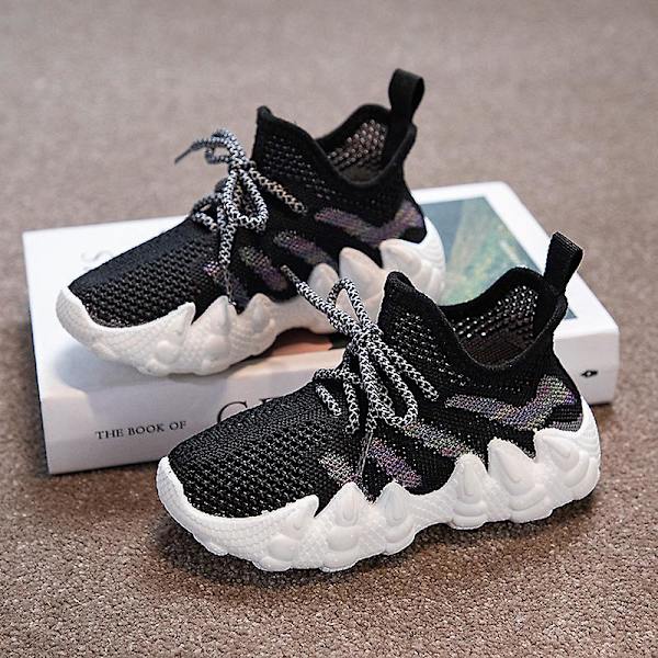 Barnsneakers Löparskor som andas Mode Pojkar Flickor Sportskor 2Lta918 Black 34