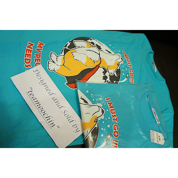 Immortal Tee Vuxen unisex walesisk Corgi "i Must Go" Valp Söt Rolig T-shirt Blå Medium M