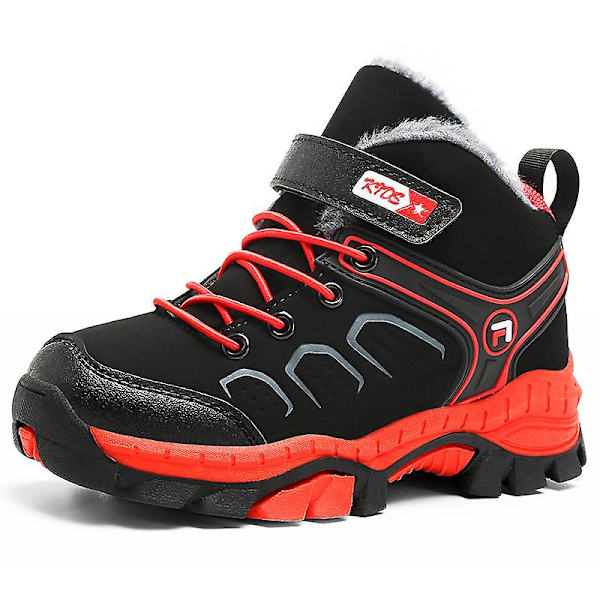 Pojkar Snow Boots Vinter Vattentät Antisladd Stövlar Vandring Outdoor Skor För Barn X888 BlackRed 34