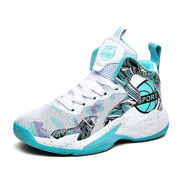 Barn Basketskor Andas Sneakers Pojkar Flickor Sportskor Yj8768 WhiteGreen 34