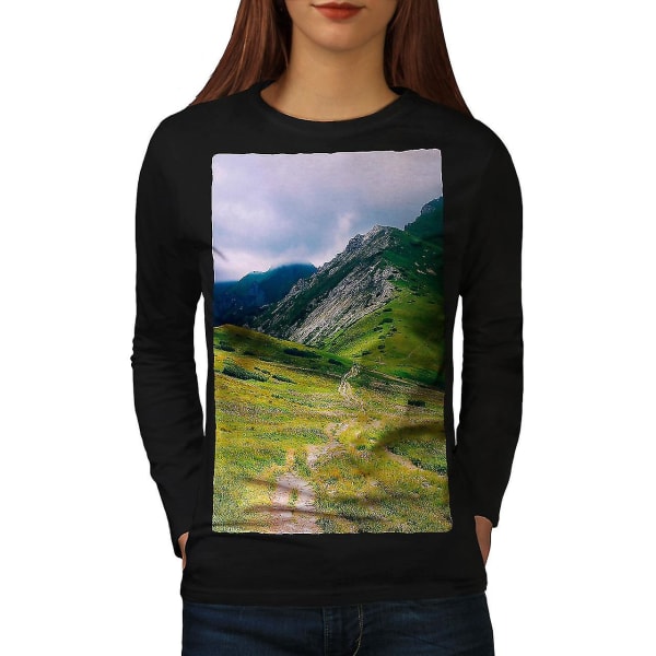 Mountain Top Field Women Blacklong Sleeve T-shirt 3XL