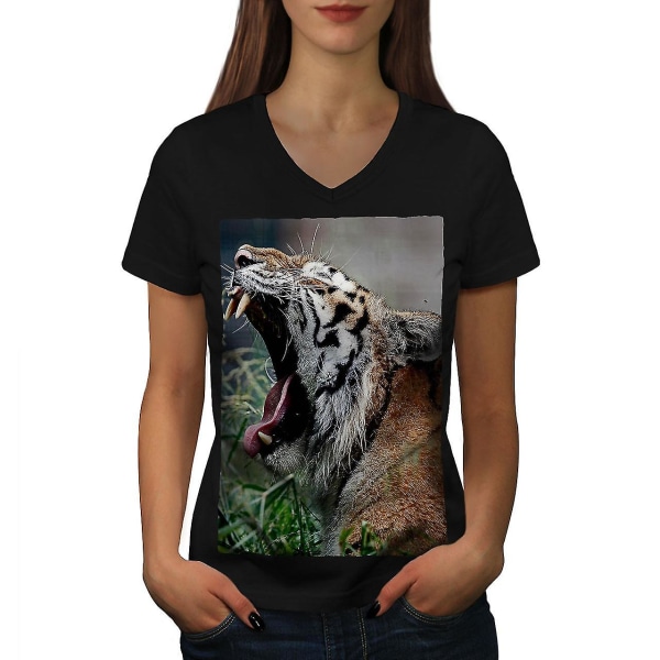 T-shirt för Tiger Gäspar Photo Animal Women L