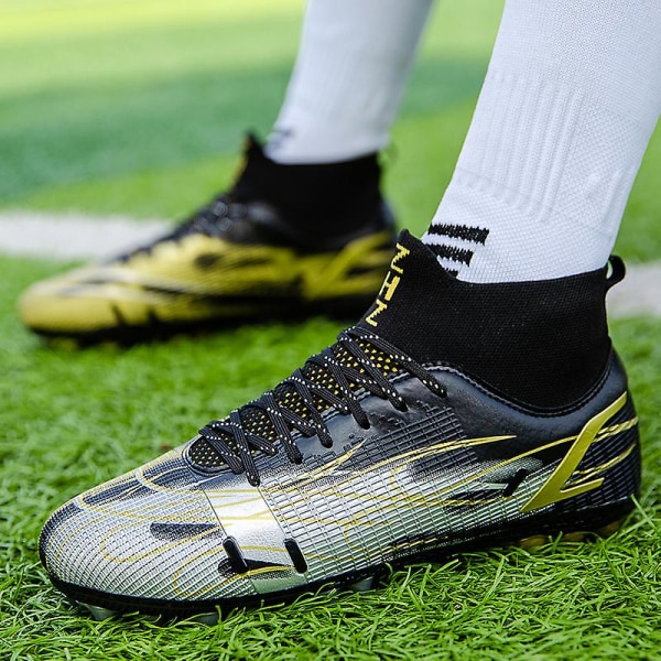 Fotbollsskor för män Spikes Fotbollsskor för ungdomar Ankelstövlar Athletic Sneaker 3C758G Black 38