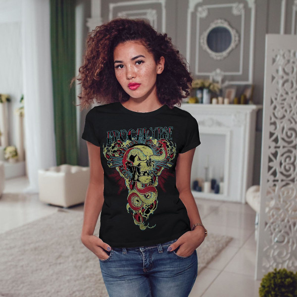 Apocalypse Beast Skull Women Blackt-shirt | Wellcoda L