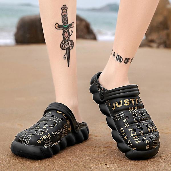 Herrtofflor Flower Graffiti New Hole Shoes 1G15372 Black 41