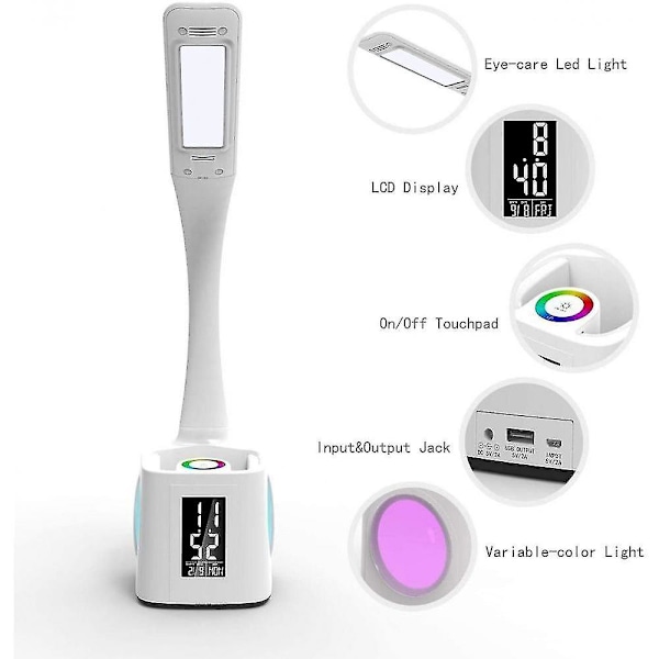Bordslampa för barn med USB port med 3 nivåer av justerbar ljusstyrka Färgglad nattlig