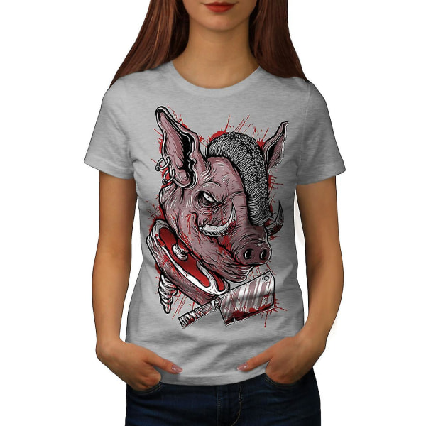 Pig Chop Pork Cool Animal Women Grå-skjorta S