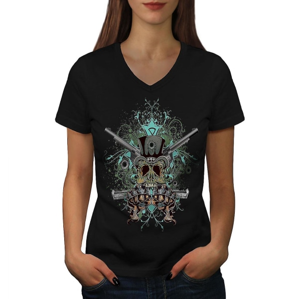 Skull Cool Gun Gangster T-shirt för kvinnor 3XL