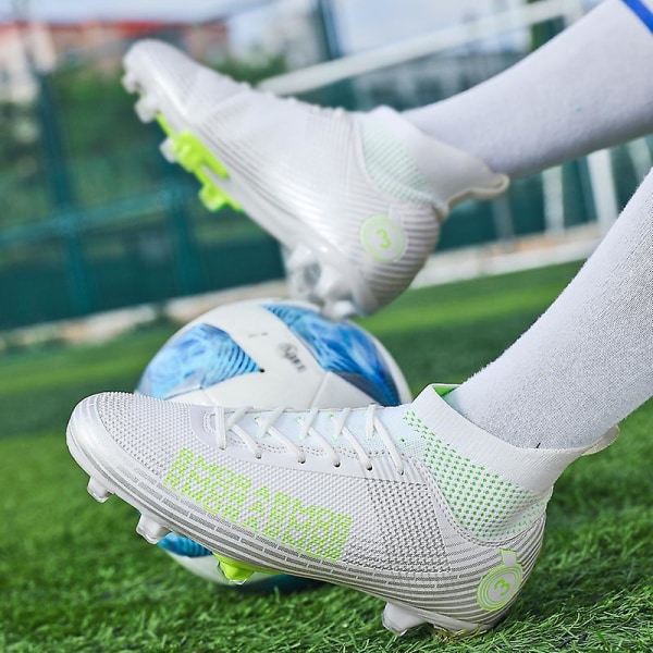 Fotbollsskor för män Halkfria fotbollsskor för herr, Gräs Fotbollssneakers 2K4000 White 41