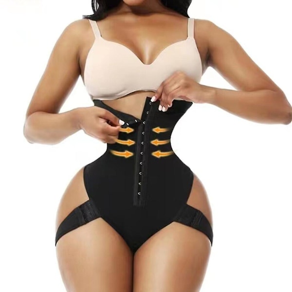 Exceptionell Shapewear för kvinnor 2-i-1 Höftlyftande byxor med hög midja för kvinnor Casual Shaper Underkläder Dammanschett Tummy Trainer, svart XXL
