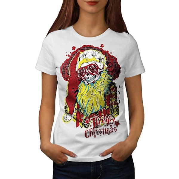 Merry Christmas Skull Women Whitet-shirt L