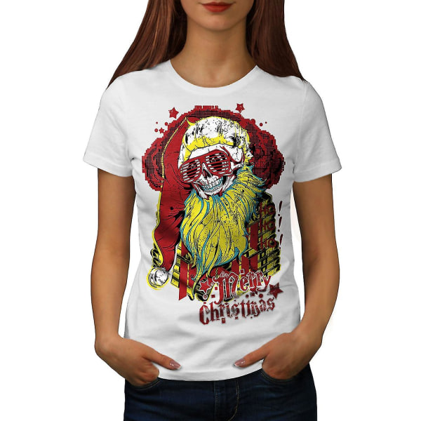 Merry Christmas Skull Women Whitet-shirt XXL