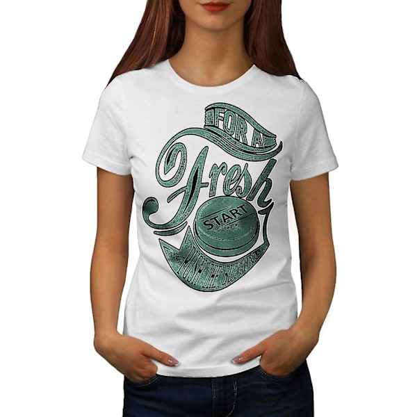 Fresh Start Button Whitet-shirt för kvinnor L