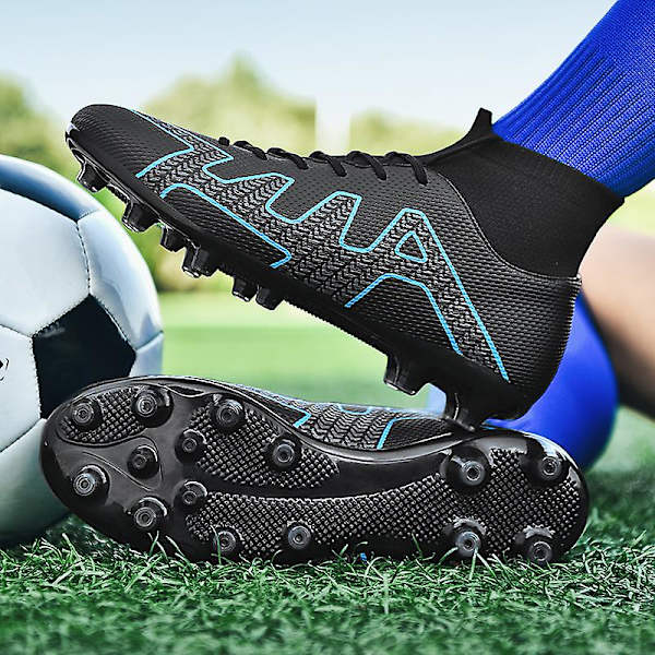 Fotbollsskor för män Halkfria fotbollsskor för herr Gräs Fotbollssneakers T22166 Black 42