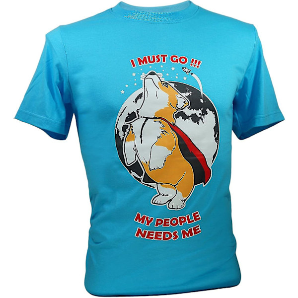 Immortal Tee Vuxen unisex walesisk Corgi "i Must Go" Valp Söt Rolig T-shirt Blå Medium M