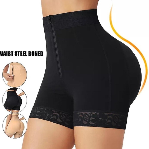 Fajas Colombianas Waist Trainer Butt Lifter Body Shapewear Korsett Push Up High Waist Trosor Underkläder Magkontroll Hip Enhance,svart L