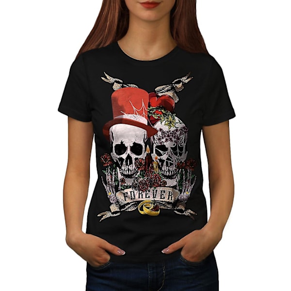 Love Forever Metal Skull Women Blackt-shirt S