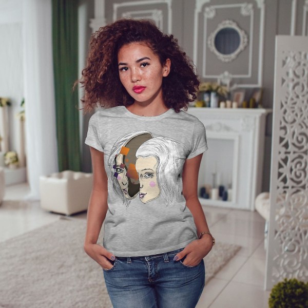 Split Scary Scream Women Greyt-shirt S