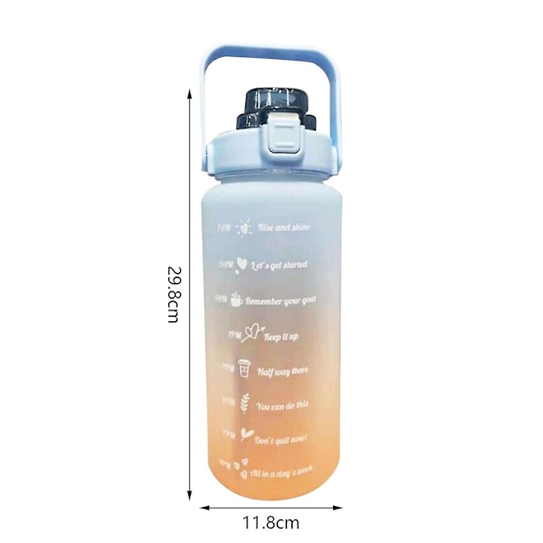 Utomhus vattenflaska Time Marker 2l Motiverande flaska presenter blue